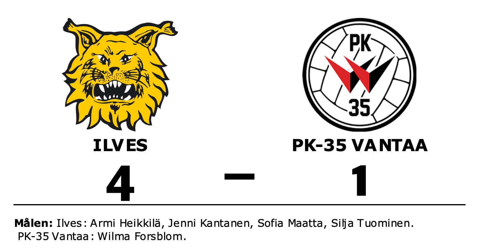 Forlustsviten Bruten For Ilves Efter 4 1 Mot Pk 35 Vantaa Alandstidningen