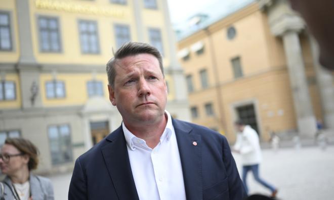 Socialdemokraternas partisekreterare Tobias Baudin på måndagen.