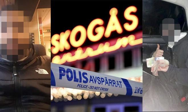 28-åringen (vänster) misstänks bland annat ha organiserat mordet på en 15-årig pojke i Skogås i januari 2023. En annan 15-åring (höger) dömdes för att ha utfört mordet. Bilder från polisens förundersökning.