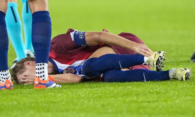 Martin Ødegaard skadade sig i Norges landskamp mot Österrike. Arkivbild.