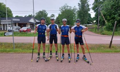 Juuso Mattila, Olli Tyrväinen, Isac Holmström och Leevi Tarjanne har skidat från Godby till Geta.@Normal_indrag: