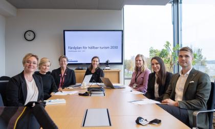 Samordningsgruppen. Från vänster Therese Sjöblom, Sanna Könönen-Wahlstedt, Linnéa Johansson, Terese Flöjt, Susanne Olofsson, Noora Löfström och Jesper Josefsson.<@Fotograf>Hülya Tokur-Ehres