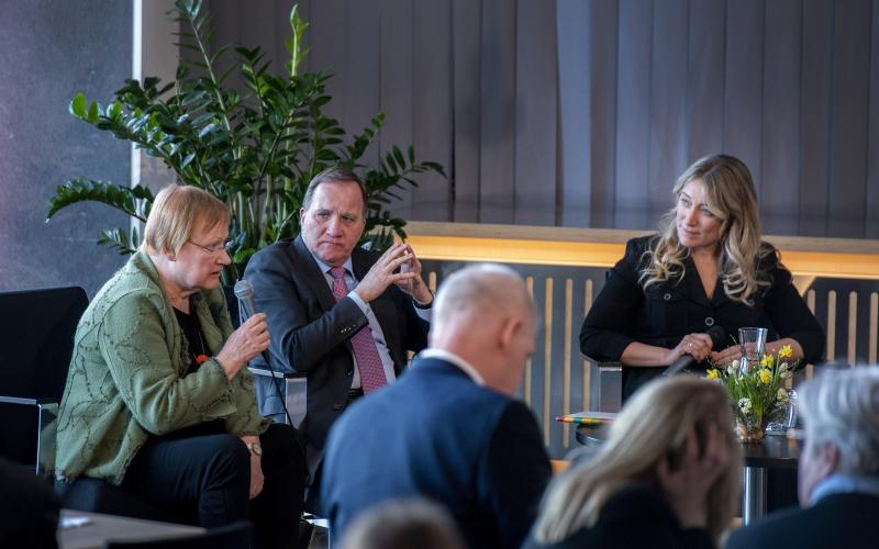 Tarja Halonen, President, Stefan Löfven, fd statsminister, Liz Lindvall, Kastelholmssamtalen,  foajén på Alandica,