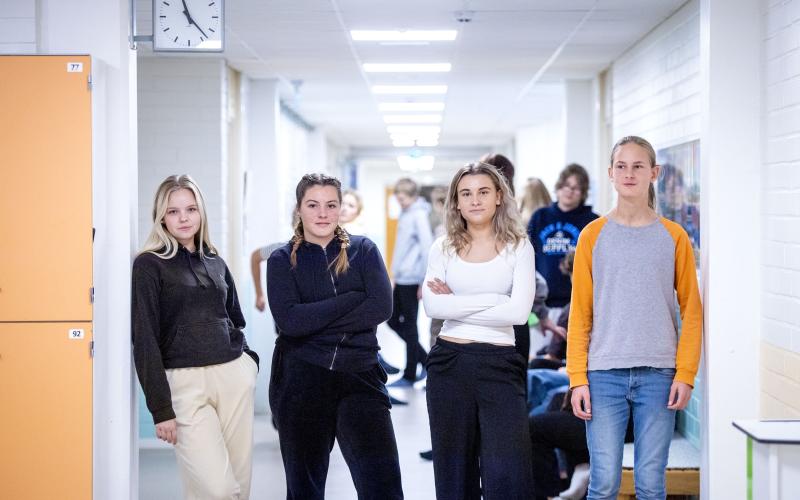 Julia Eriksson,  Marina Fili, Julia Rosenkvist, Kasper Dreyer, Provsituationen, Strandnäs högstadiet, Strandnäs elevråd