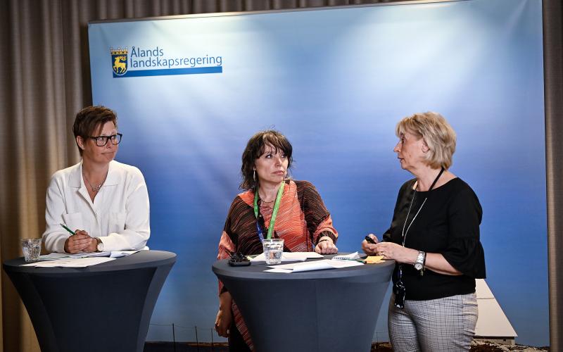 Vicelantråd Annika Hambrudd, byråchef Viveka Löndahl och specialsakkunnig i kulturförvaltning Gunilla G Nordlund presenterade landskapets strategi för kulturpolitiken. Daniel Eriksson